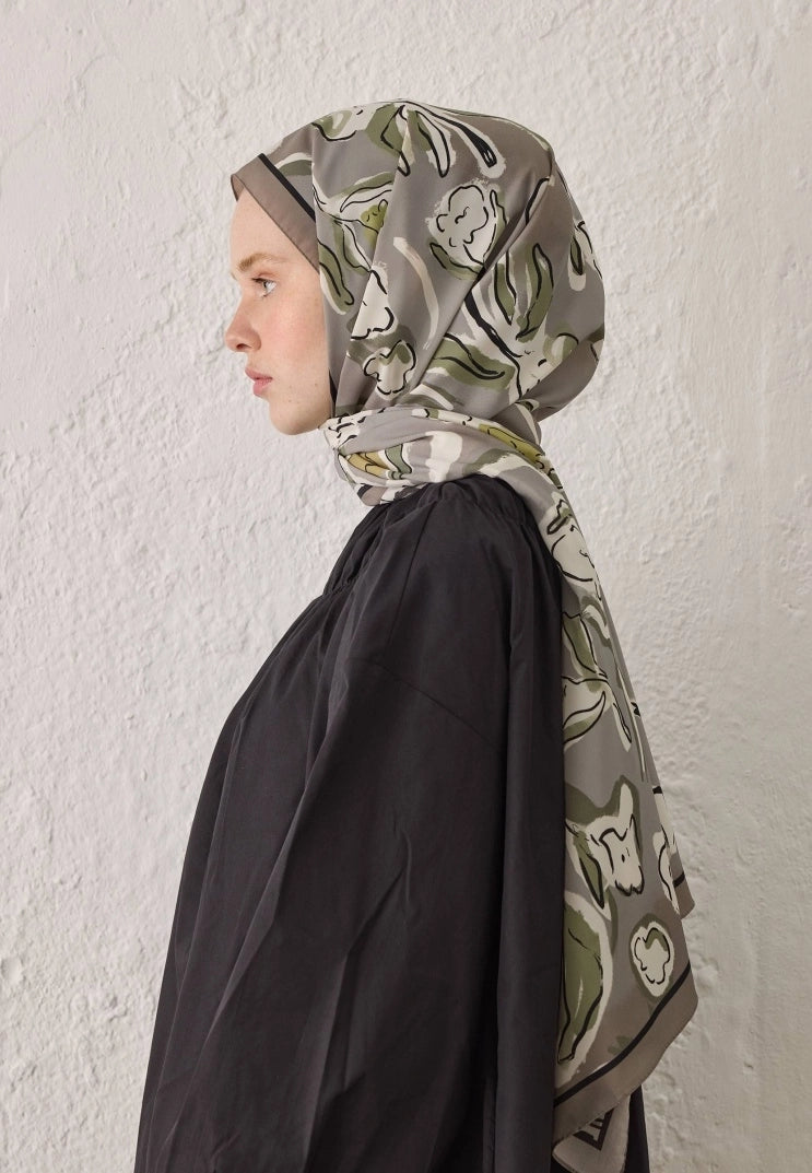 ASPEN PATTERN SILKY MODAL HIJAB - SILVER