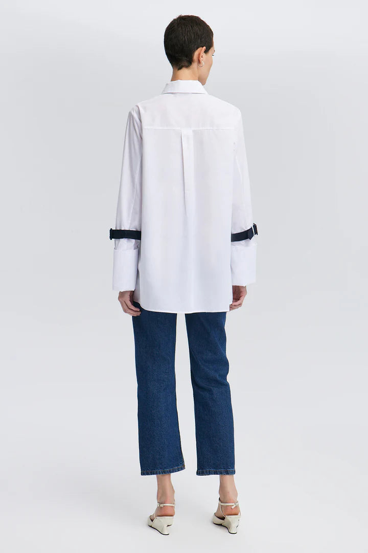 SHIRT WITH SLEEVE BELTS AND WIDE CUFFS