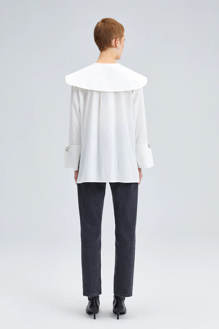 WIDE NECK POPLIN SHIRT